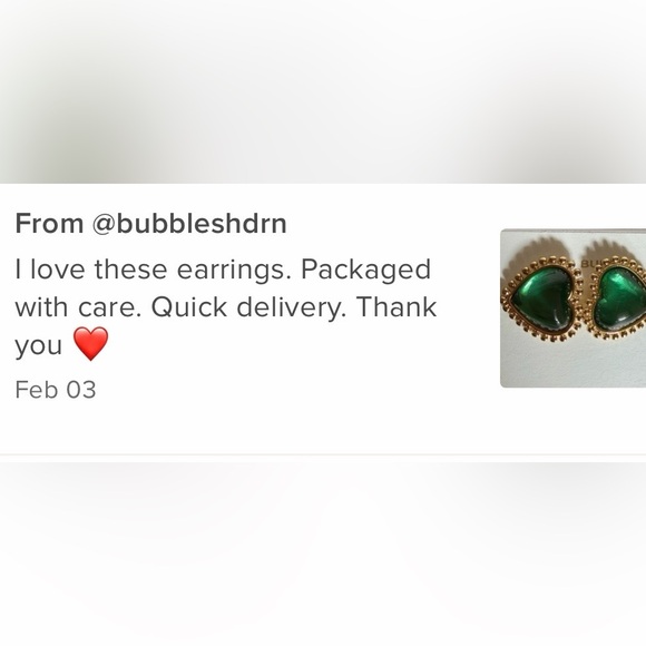 Tory Burch Green and Gold Heart logo stud  Earrings - Picture 3 of 10